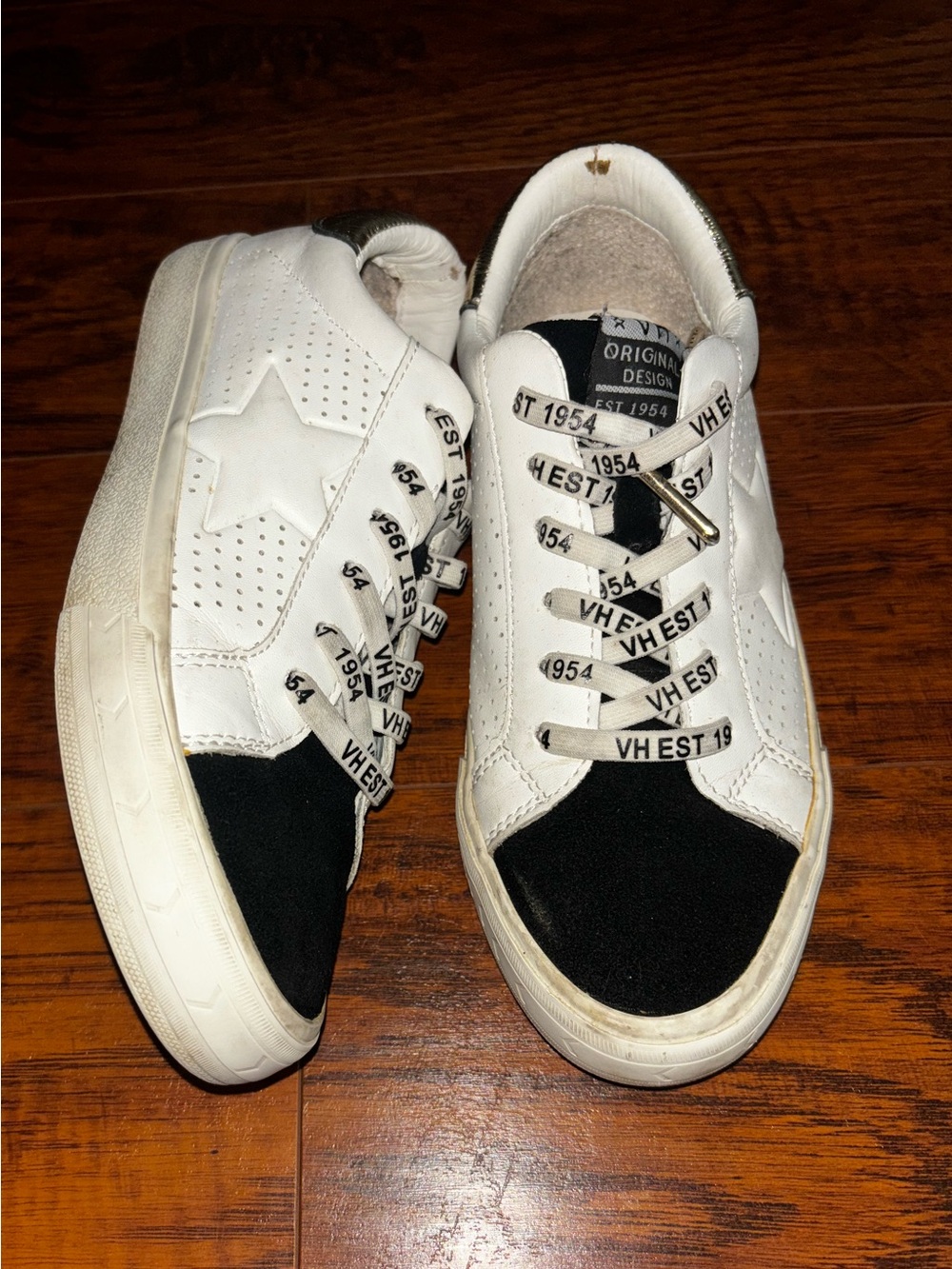 Vintage Havana Gadol Leather Sneakers Black White Star Keds Style Lace-Up Shoes